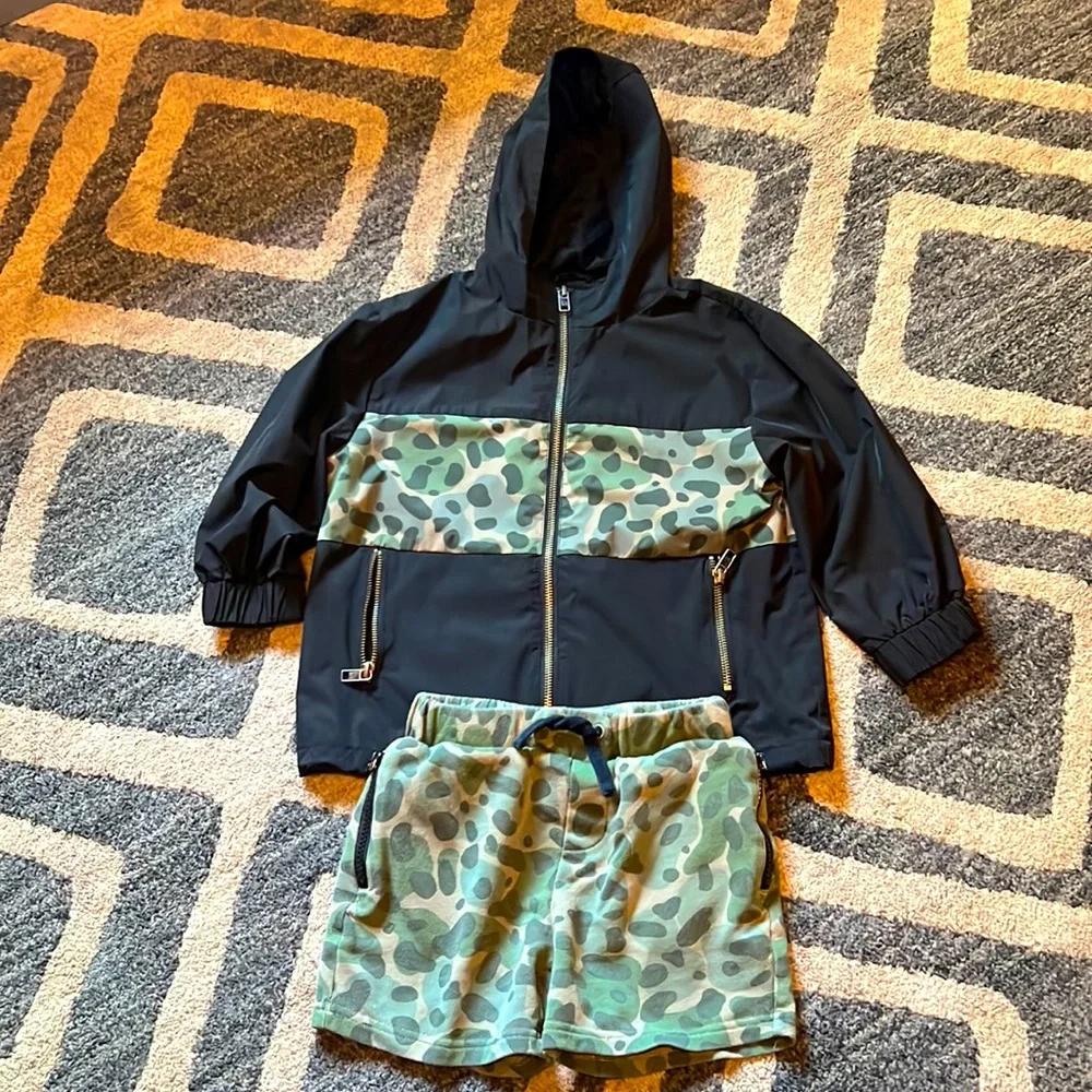 Matching Stella McCartney kids water repellent jacket and matching shorts sz 4 - Picture 1 of 7